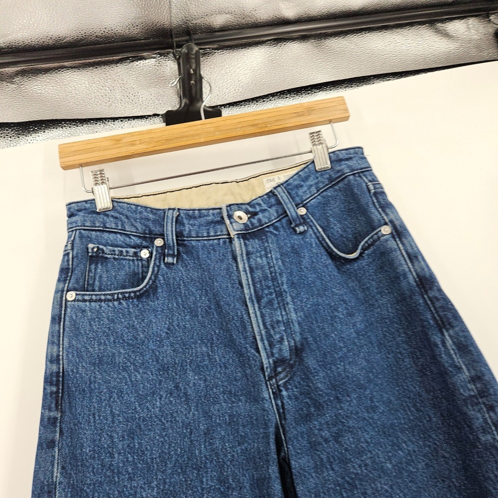 Rag & Bone Andi Wide-leg Jeans Blue Dark Wash High-rise Ankle Baggy Denim Sz 26 - Picture 3 of 9